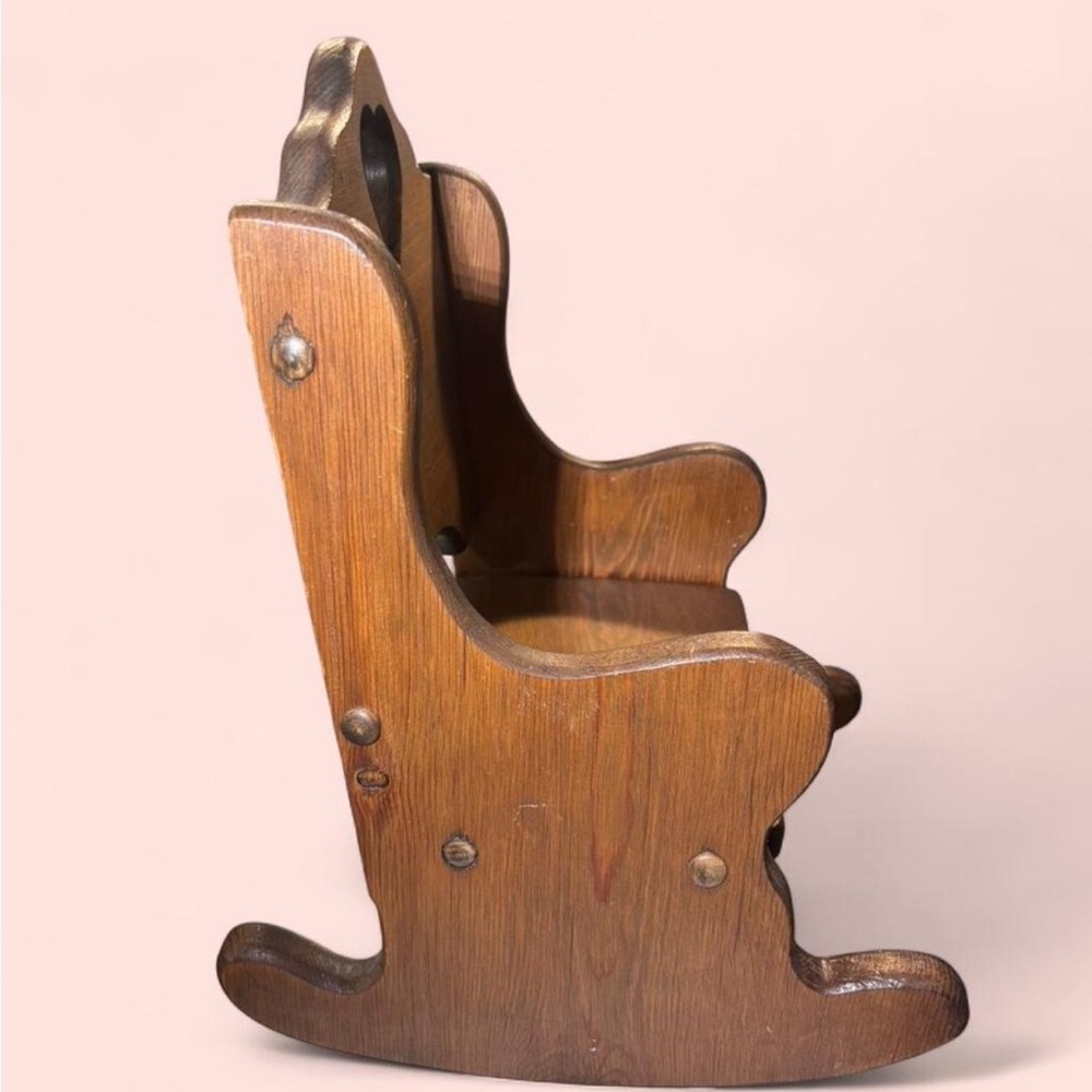 Heart Cutout Wooden Rocking Chair - Picture 2 of 5